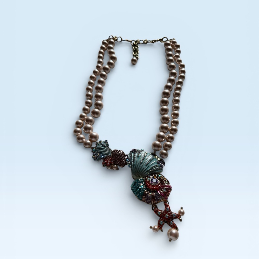 Artistic Seashell and Pearl Necklace